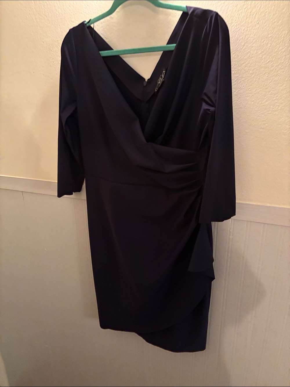 Alex Evenings Midnight Navy Faux-Wrap Midi Dress